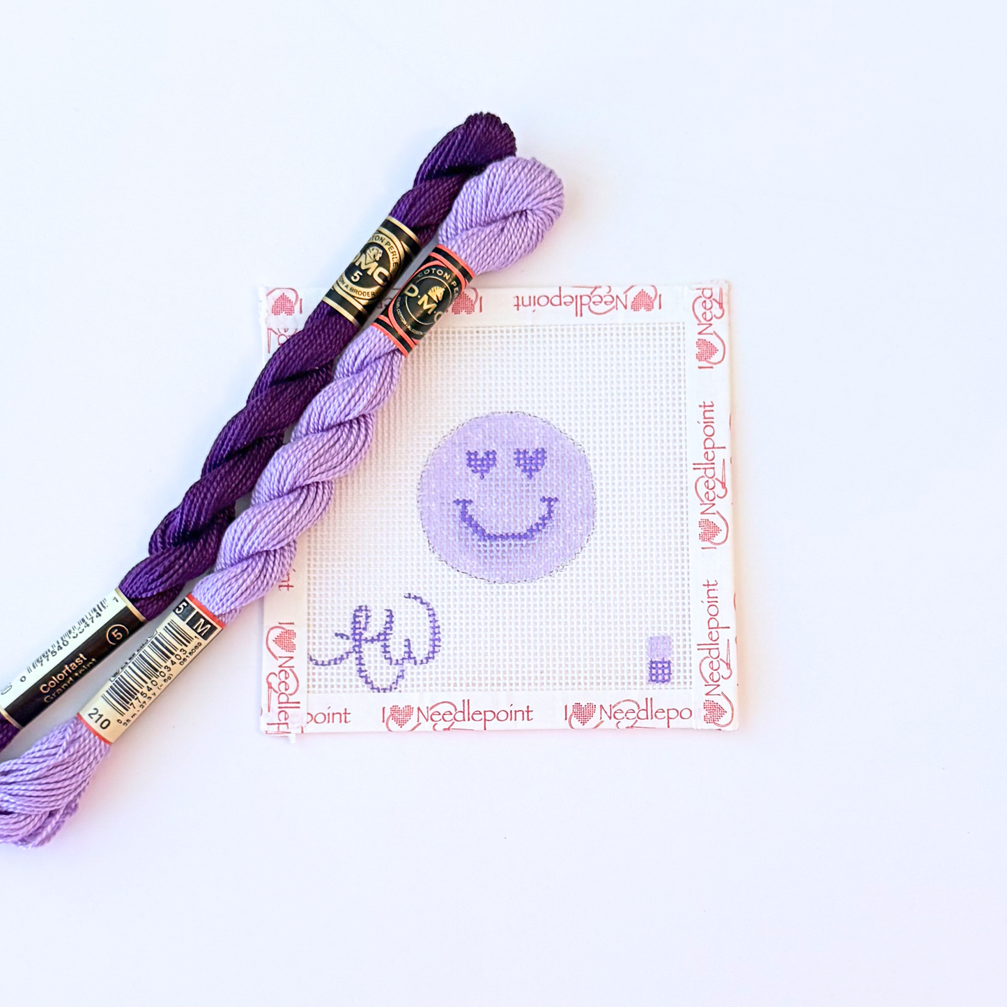 Happy Face Mini Needlepoint Canvas Great Beginner Needlepoint Project.