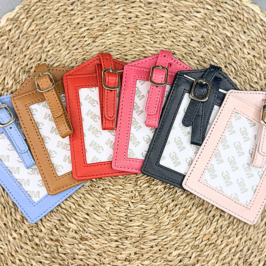 Self-finishing needlepoint luggage tag accessory for stitched needlepoint canvases