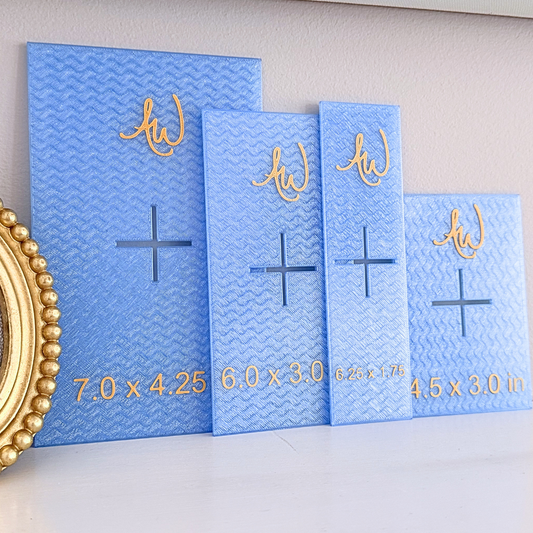Needlepoint Rectangle Shape Template Set with four translucent canvas stencils.