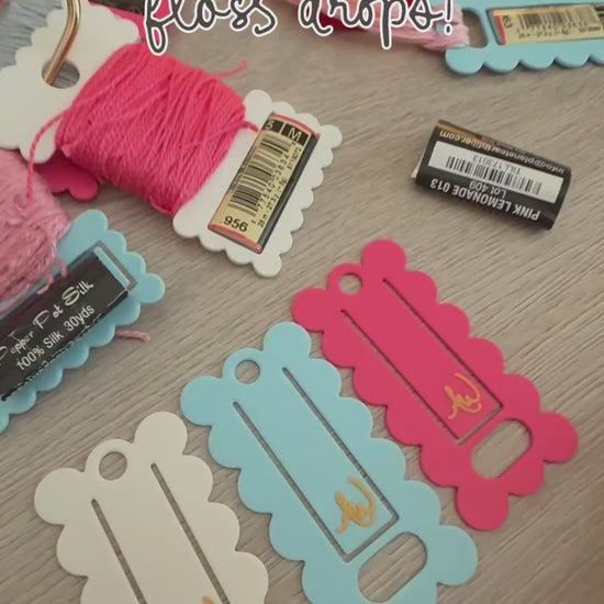 Video demonstration and tutorial of needlepoint thread organization with AW Needlework ThreadKeeper™️ floss drops with Label Loop™️.